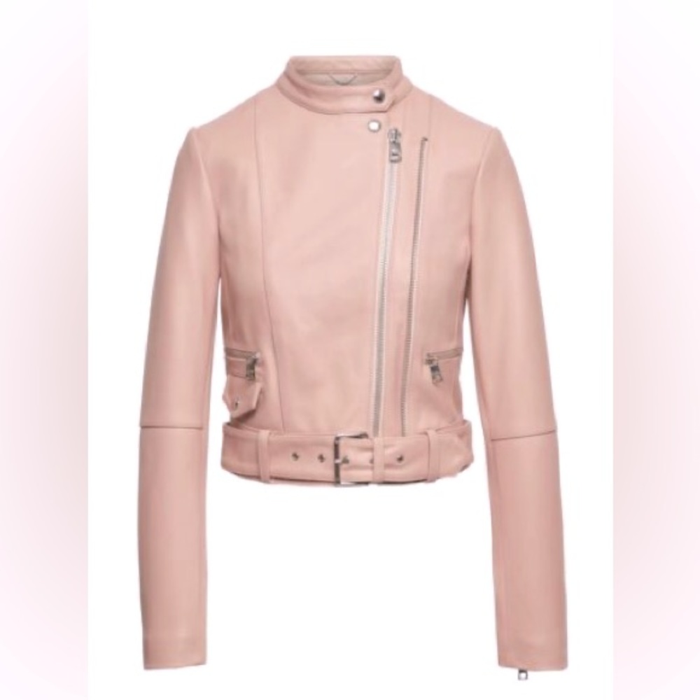 BR HERITAGE BLUSH NUDE MOTO LEATHER JACKET